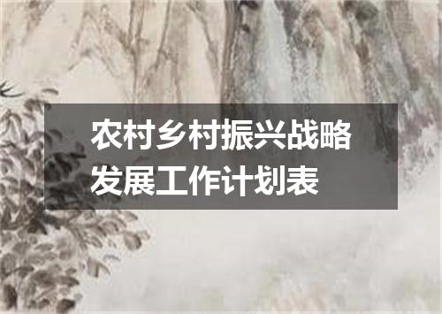 农村乡村振兴战略发展工作计划表