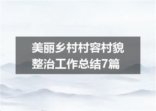 美丽乡村村容村貌整治工作总结7篇