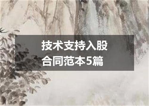 技术支持入股合同范本5篇
