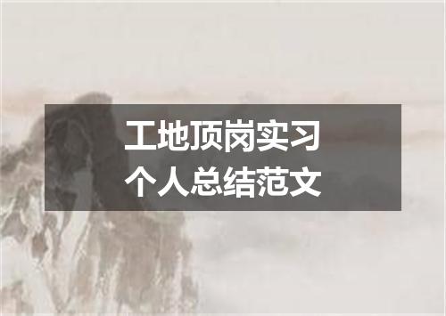 工地顶岗实习个人总结范文