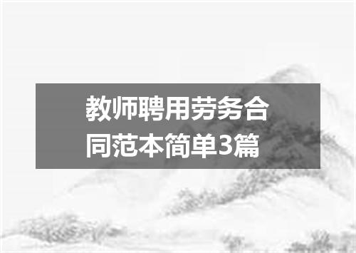 教师聘用劳务合同范本简单3篇