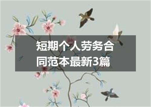 短期个人劳务合同范本最新3篇