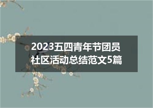 2023五四青年节团员社区活动总结范文5篇