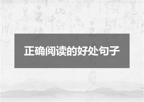 正确阅读的好处句子