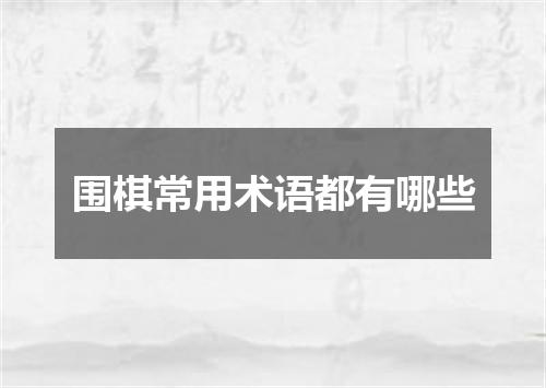 围棋常用术语都有哪些