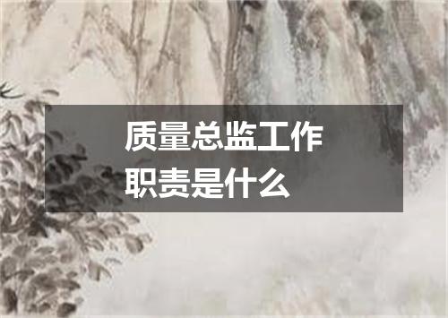 质量总监工作职责是什么