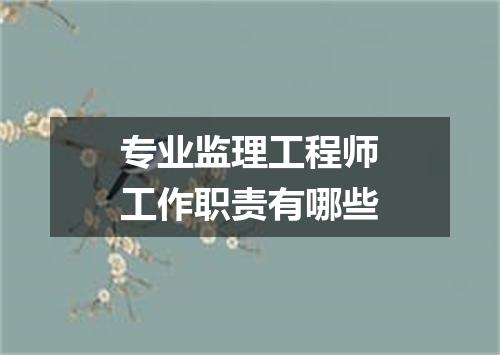 专业监理工程师工作职责有哪些
