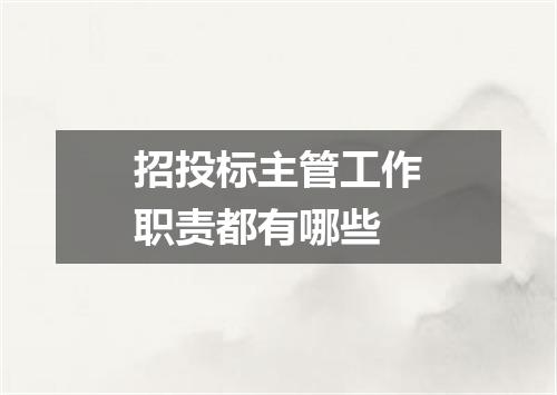招投标主管工作职责都有哪些