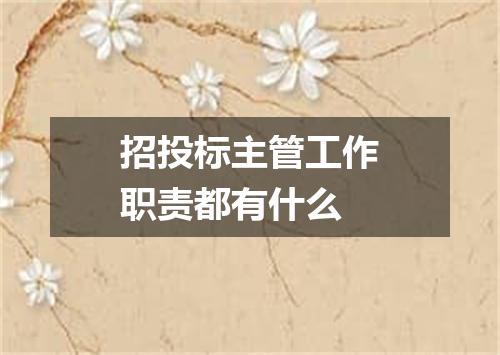招投标主管工作职责都有什么