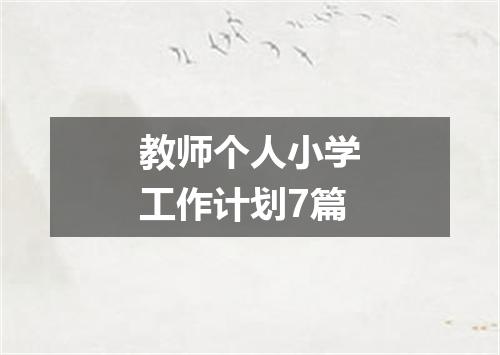 教师个人小学工作计划7篇