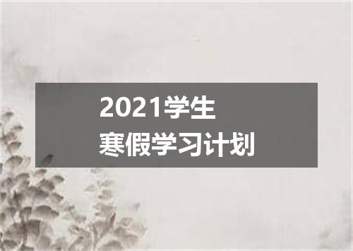 2021学生寒假学习计划