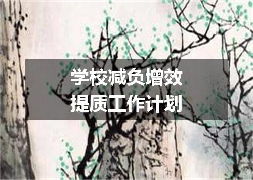 学校减负增效提质工作计划