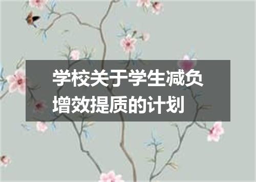 学校关于学生减负增效提质的计划