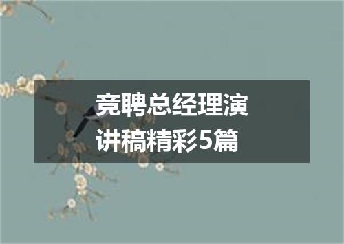 竞聘总经理演讲稿精彩5篇