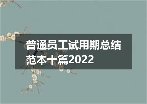 普通员工试用期总结范本十篇2022