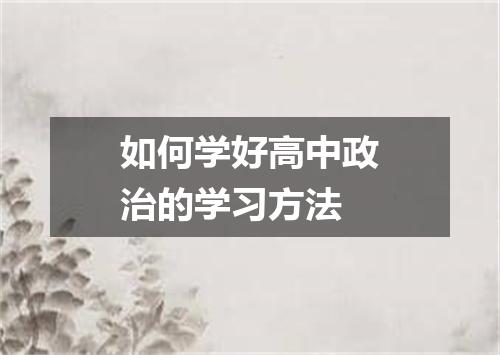 如何学好高中政治的学习方法