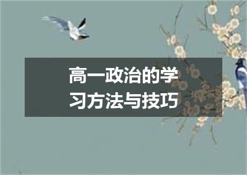 高一政治的学习方法与技巧