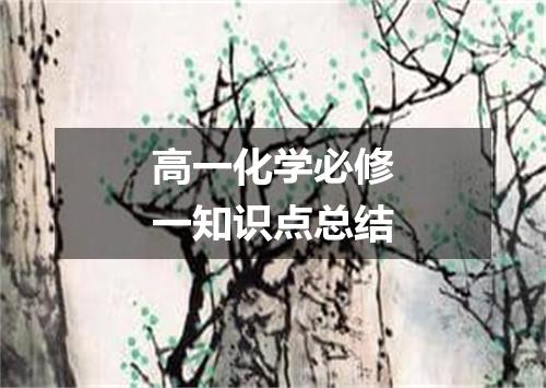 高一化学必修一知识点总结