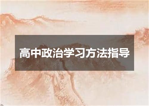高中政治学习方法指导