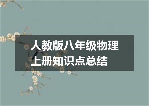 人教版八年级物理上册知识点总结