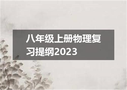八年级上册物理复习提纲2023