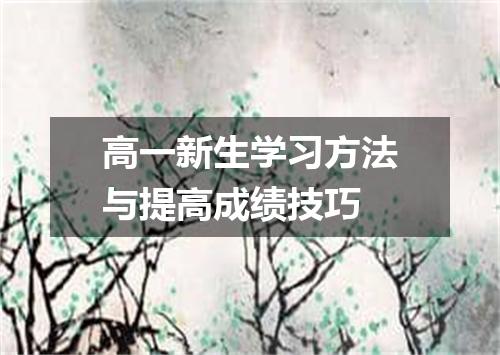 高一新生学习方法与提高成绩技巧