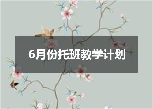 6月份托班教学计划
