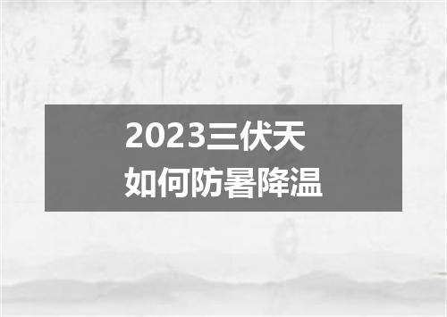 2023三伏天如何防暑降温