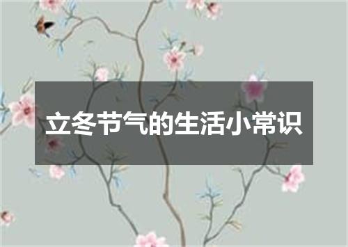 立冬节气的生活小常识