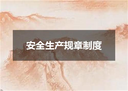 安全生产规章制度