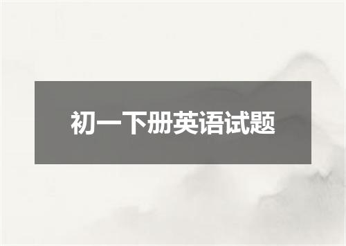 初一下册英语试题