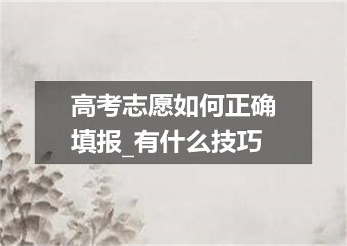 高考志愿如何正确填报_有什么技巧