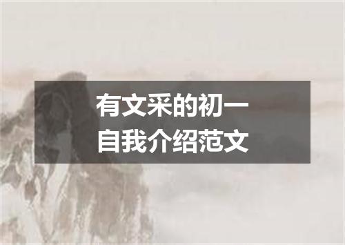 有文采的初一自我介绍范文