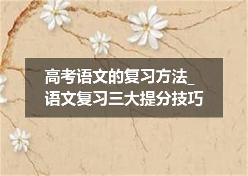 高考语文的复习方法_语文复习三大提分技巧