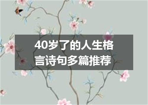 40岁了的人生格言诗句多篇推荐