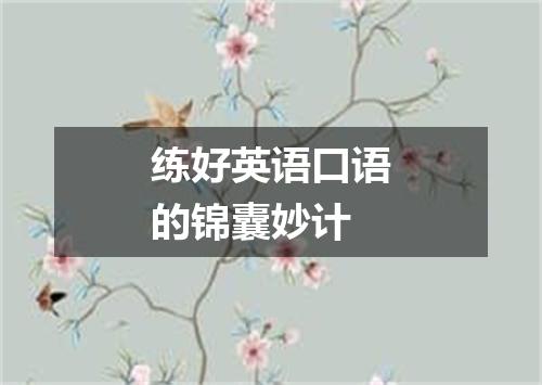练好英语口语的锦囊妙计