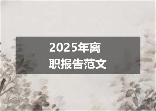 2025年离职报告范文