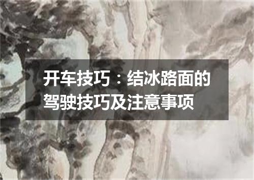 开车技巧：结冰路面的驾驶技巧及注意事项