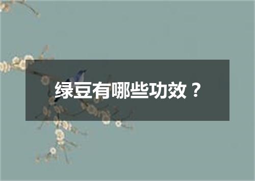 绿豆有哪些功效？