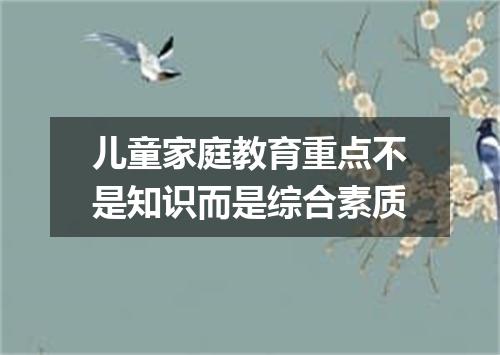儿童家庭教育重点不是知识而是综合素质