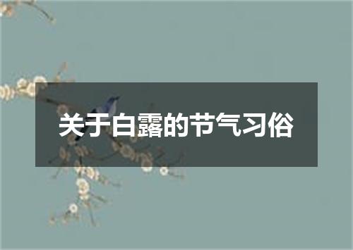 关于白露的节气习俗