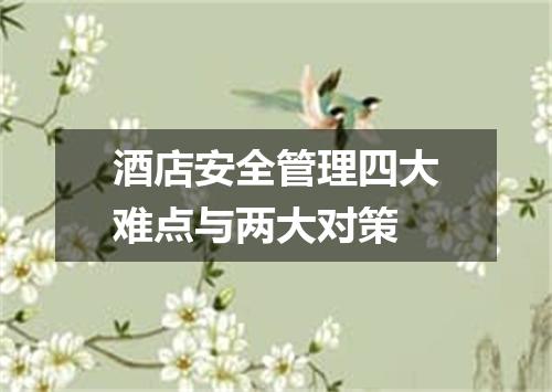 酒店安全管理四大难点与两大对策