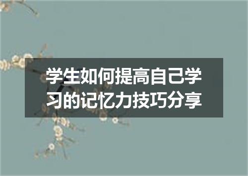 学生如何提高自己学习的记忆力技巧分享