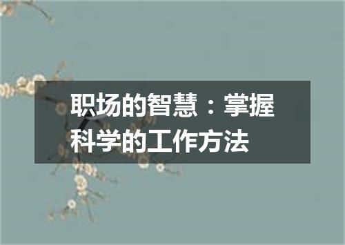 职场的智慧:掌握科学的工作方法