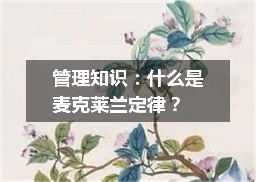 管理知识:什么是麦克莱兰定律?
