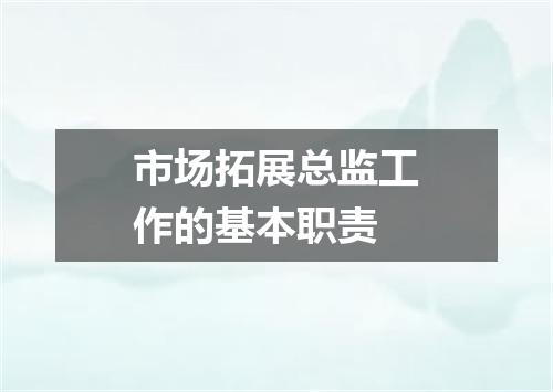 市场拓展总监工作的基本职责