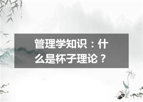 管理学知识：什么是杯子理论？