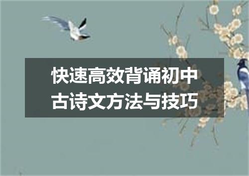 快速高效背诵初中古诗文方法与技巧
