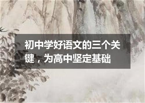 初中学好语文的三个关键，为高中坚定基础