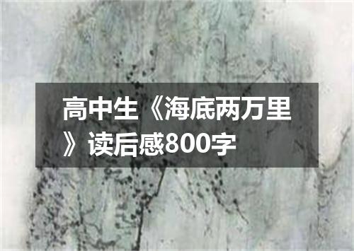 高中生《海底两万里》读后感800字